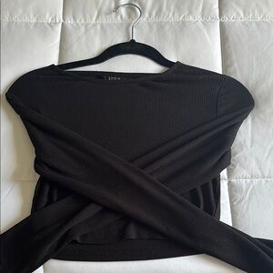 SHEIN Black Ribbed Long Sleeve Top